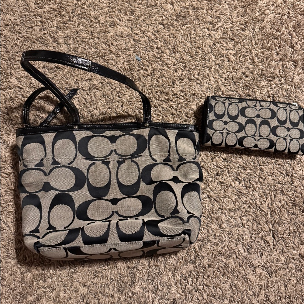 Coach Black and Tan Shoulder Bag